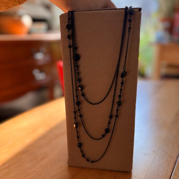 Vintage-style black chain with black faceted beads - Picture 8 of 8